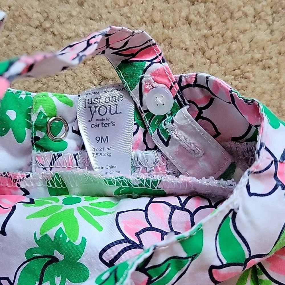Just One You Carters Sundress 9 months Pink Green White